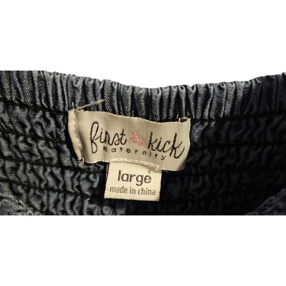 First Kick Maternity Women Dark Blue Denim Color Adjustable Maxi Dress Sz L NWT - Picture 5 of 10